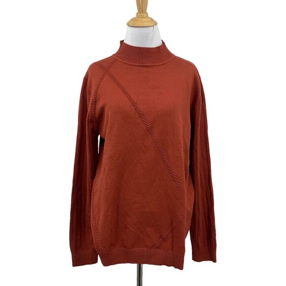 INC International Concepts Sweater Womens XL Extra Large Mock Neck Ribbed Detail - Picture 1 of 12